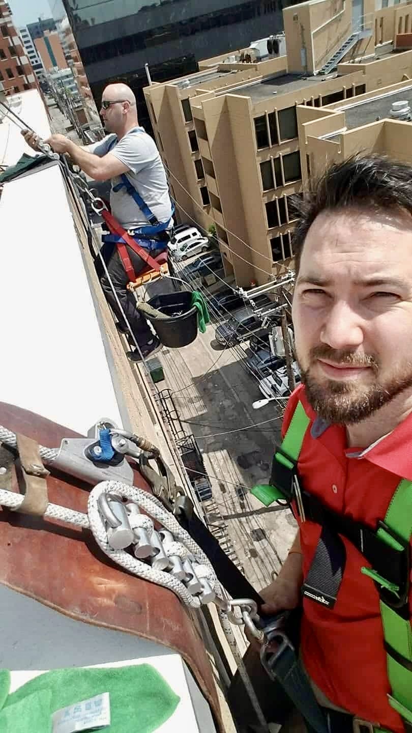 Commercial exterior window cleaning project